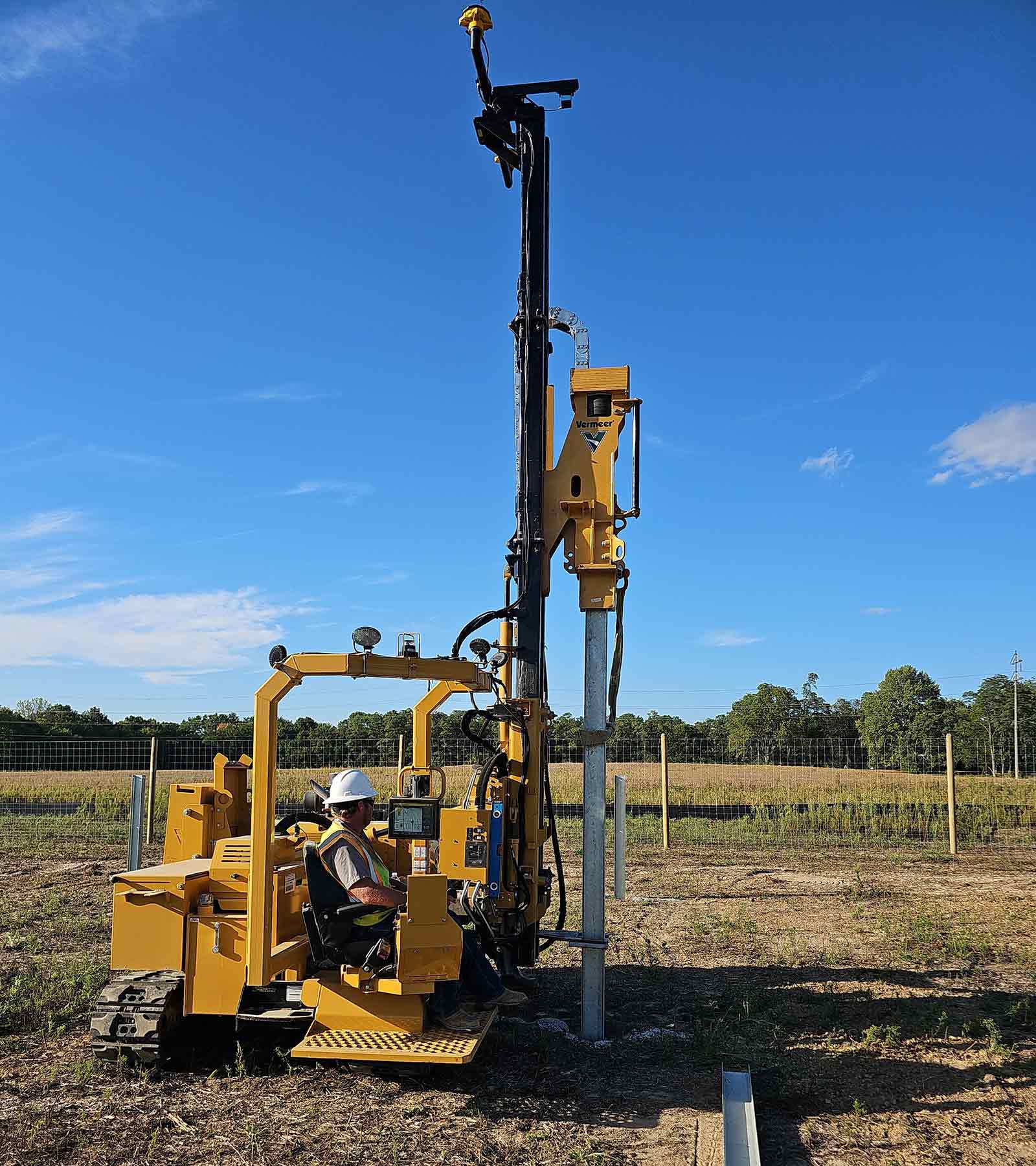 view two of solar pile driving machine