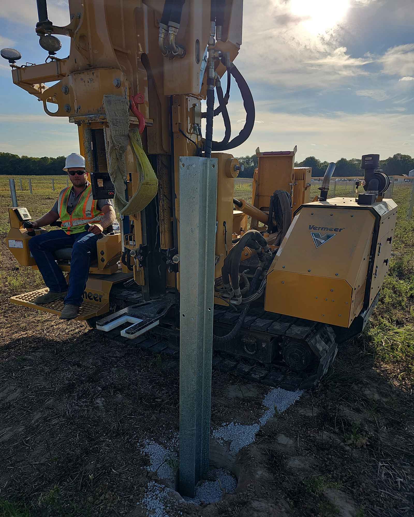 view three of solar pile driving machine