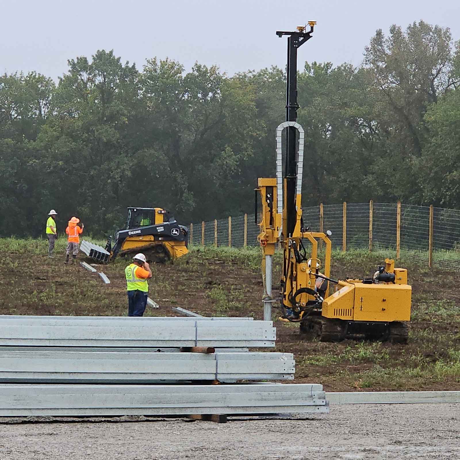 view four of solar pile driving machine