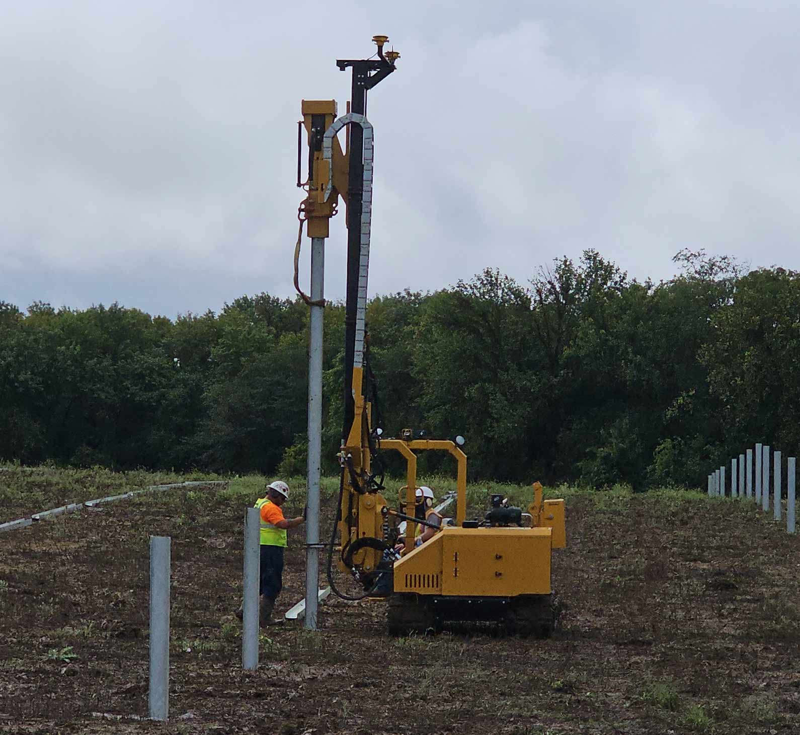 view five of solar pile driving machine